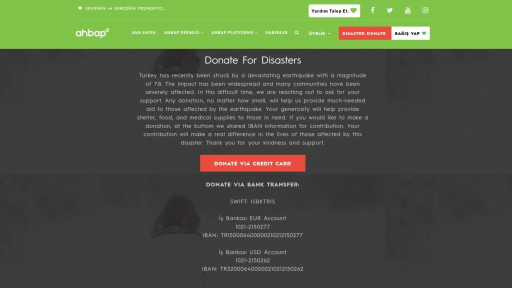 ahbap donation page